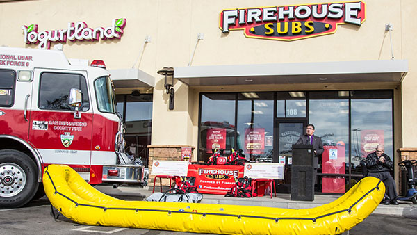 Firehouse Subs with a firetruck in front